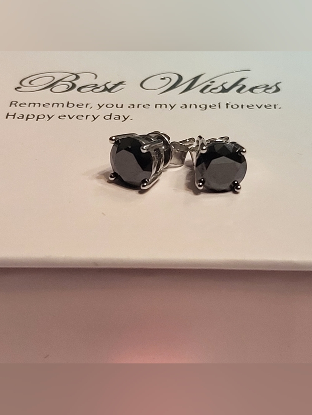 Black Moissanite Stud Earrings - Classic Square Solitaire - Picture 2 of 7